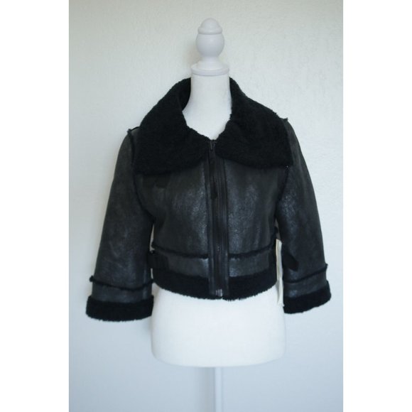 Bird by Juicy Couture Black Askam Leather Jacket Size Small NWT - Picture 1 of 12